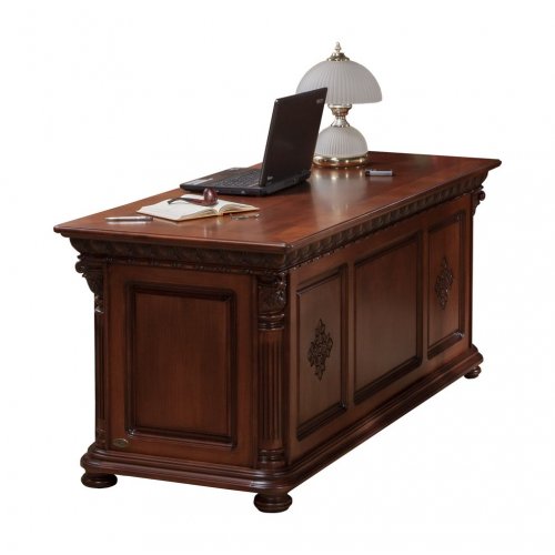 Masa birou lemn masiv – Pentru zile de muncă relaxante!, Masă lemn masiv, maro/alb, birou, Veneția Lux, mobilasimex.ro