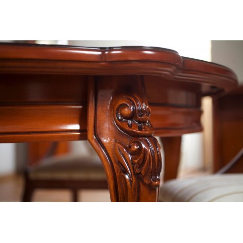 , Masă lemn masiv, maro/alb, extensibilă, rotundă, Firenze, mobilasimex.ro