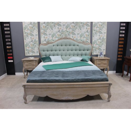 Jasmina, Pat lemn masiv, maro, dublu, 1800, tapisat, inserții ornamentale, Jasmina, mobilasimex.ro