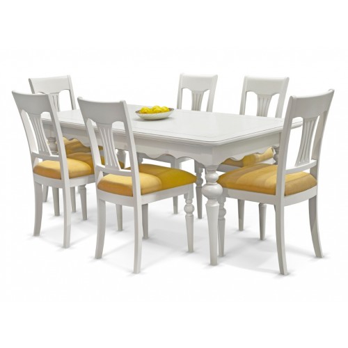 Masa lemn masiv – Pentru momente unice alături de cei dragi, Masă lemn masiv, alb, extensibilă, Yana, mobilasimex.ro