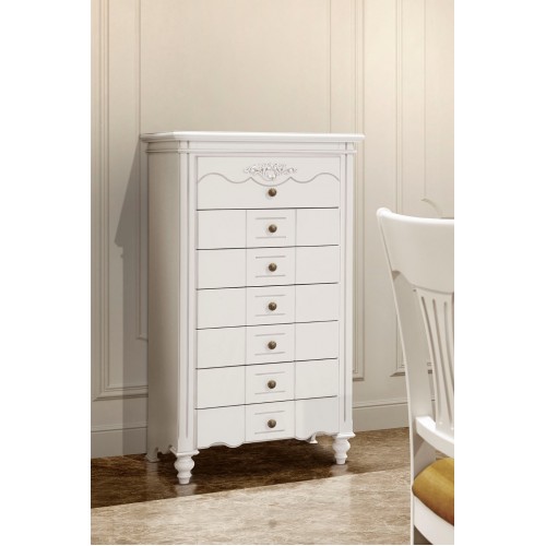 Casetieră lemn masiv – Destinată celor ce iubesc extraordinarul, Casetieră lemn masiv, alb, 7 sertare, Yana, mobilasimex.ro