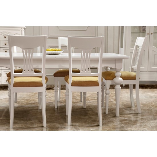 Masă lemn masiv, alb, extensibilă, Yana