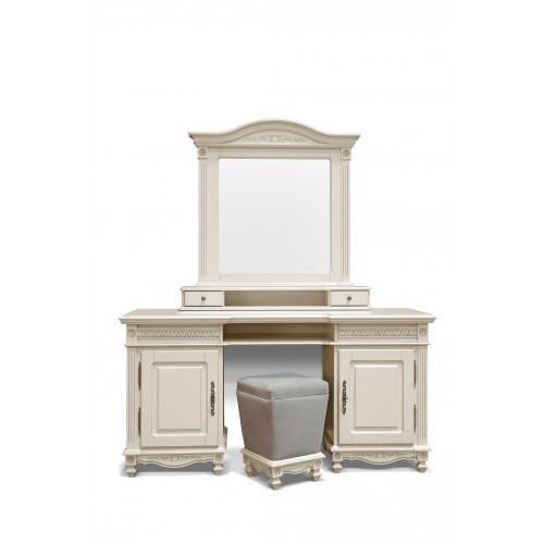 Carina, Ramă Oglindă Lemn Masiv, Maro/Alb, 2 Sertare, Carina, mobilasimex.ro