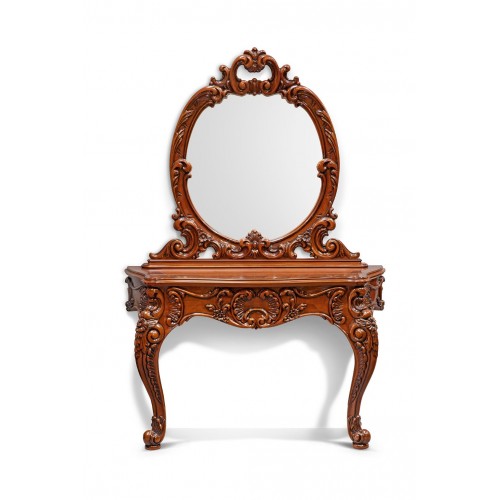 Rama oglina lemn masiv – Pentru crearea unor iluzii optice inedite, Masă consolă lemn masiv, maro/alb, formă elegantă, Cleopatra Lux, mobilasimex.ro