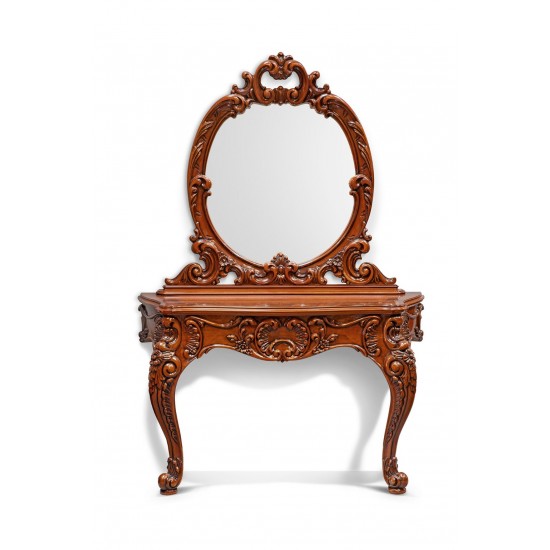 Masă consolă lemn masiv, maro/alb, formă elegantă, Cleopatra