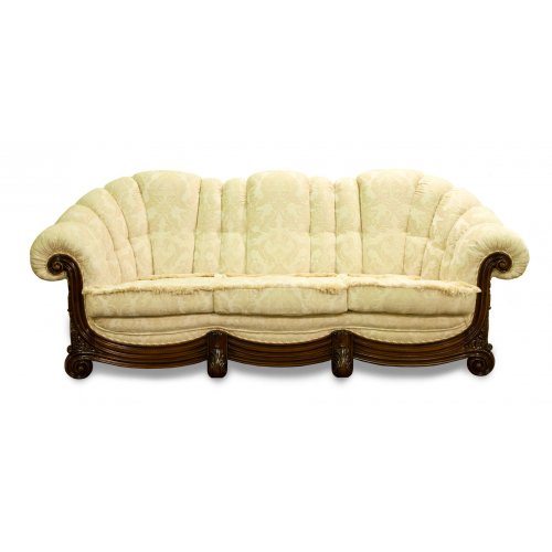 Ana, Canapea lemn masiv, maro/alb, 3 locuri, Ana, mobilasimex.ro