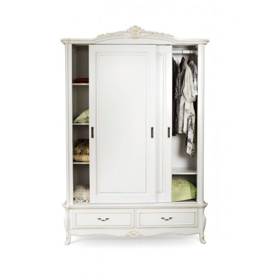 Dulapuri din lemn masiv, Dulap lemn masiv, maro/alb, 2 uși glisante, Arcad