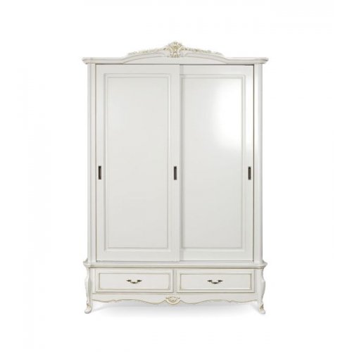 Arcad, Dulap lemn masiv, maro/alb, 2 uși glisante, Arcad, mobilasimex.ro