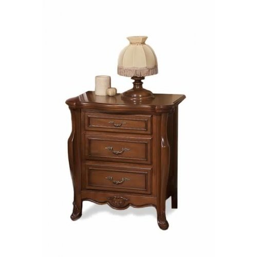 Arcad, Noptieră lemn masiv, maro/alb, 3 sertare, Arcad, mobilasimex.ro