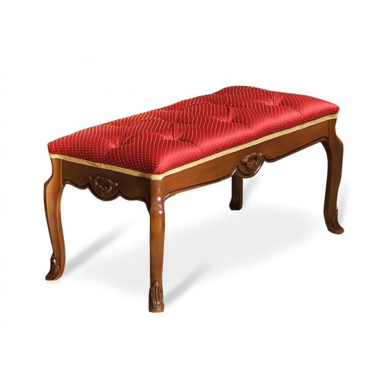 Tabureti din lemn masiv, Taburet Lemn Masiv, Maro/Alb, Tapisat, lung, Arcad