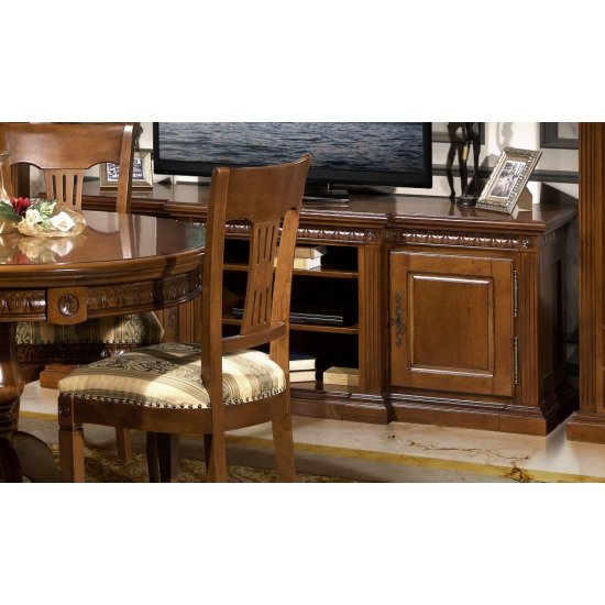 Bufete din Lemn Masiv, Bufet tv plasmă lemn masiv, maro/alb, finisaje drepte, Veneția