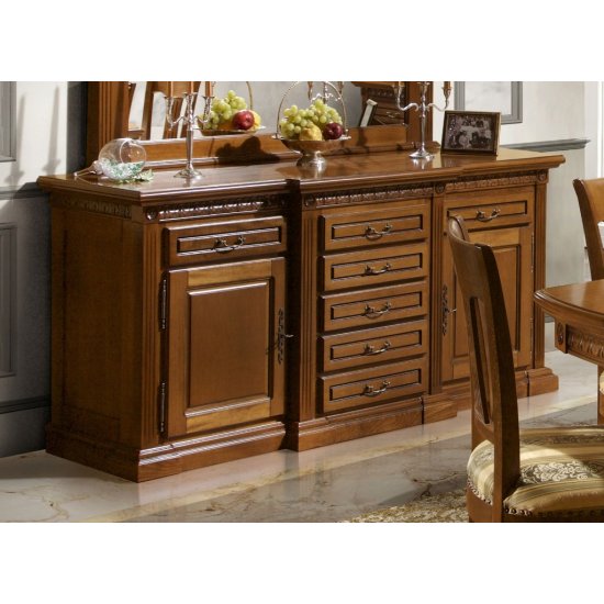 Bufete din Lemn Masiv, Bufet lemn masiv, maro alb, 2 uși, 7 sertare, Veneția Lux