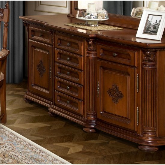 Bufete din Lemn Masiv, Bufet lemn masiv, maro alb, 2 uși, 7 sertare, Veneția  Lux