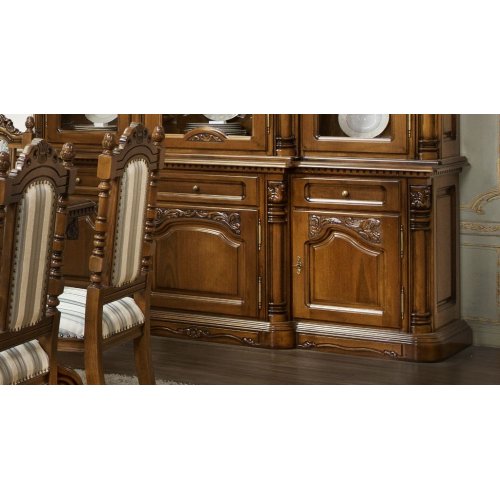 Cristina, Bufet lemn masiv, maro/alb, 3 uși, 3 sertare, Cristina, mobilasimex.ro