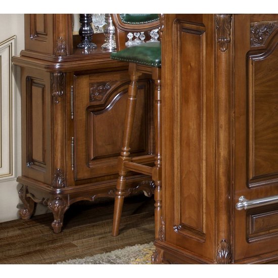 Bufete din Lemn Masiv, Bufet bar lemn masiv, maro/alb, inserții ornamentale, Royal