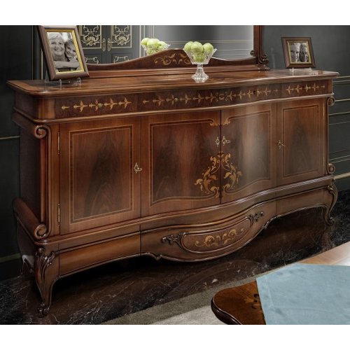 Mona Lisa Lux, Bufet lemn masiv, maro/alb, 4 uși, 3 sertare, Mona Lisa Lux, mobilasimex.ro