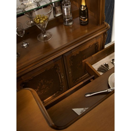 Bufete din Lemn Masiv, Bufet bar lemn masiv, maro/alb, 2 uși, Cleopatra