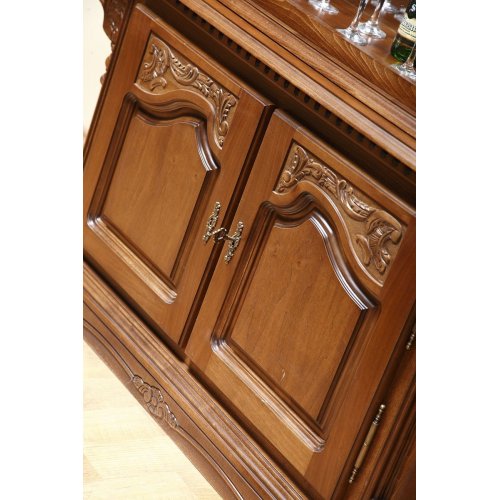 Mobilă living lemn masiv, Bufet bar lemn masiv, maro/alb, 2 uși, Cristina, mobilasimex.ro