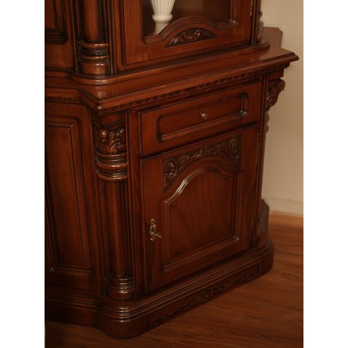 Bufet lemn masiv – Pentru o depozitare eficientă, Bufet colț lemn masiv, maro/alb, inserții Rococo, Cristina, mobilasimex.ro