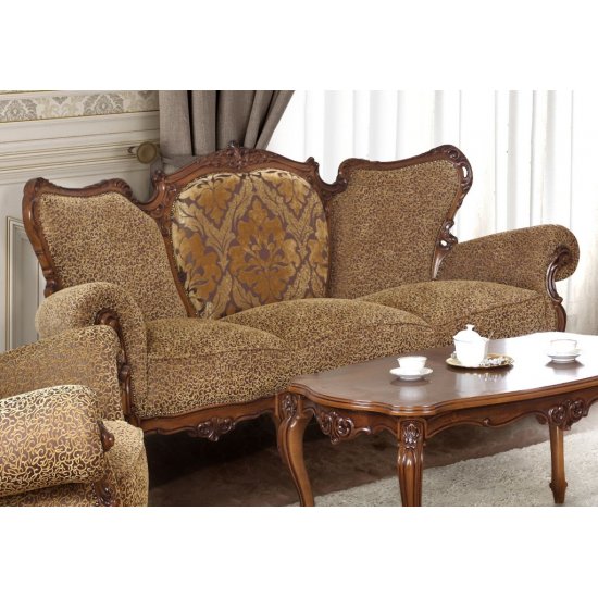 Canapele lemn masiv, Canapea lemn masiv, maro/alb, 3 locuri, Royal