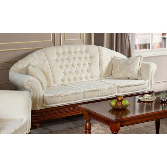 Canapele lemn masiv, Canapea lemn masiv, maro/alb, 3 locuri, Veneția Lux