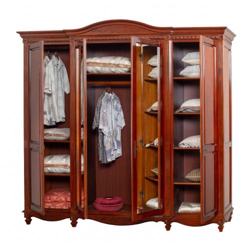 Carina, Dulap lemn masiv, maro/alb, cu oglinzi, 4 uși, Carina, mobilasimex.ro