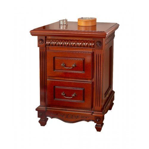 Carina, Noptieră lemn masiv, maro/alb, 2 sertare, Carina, mobilasimex.ro