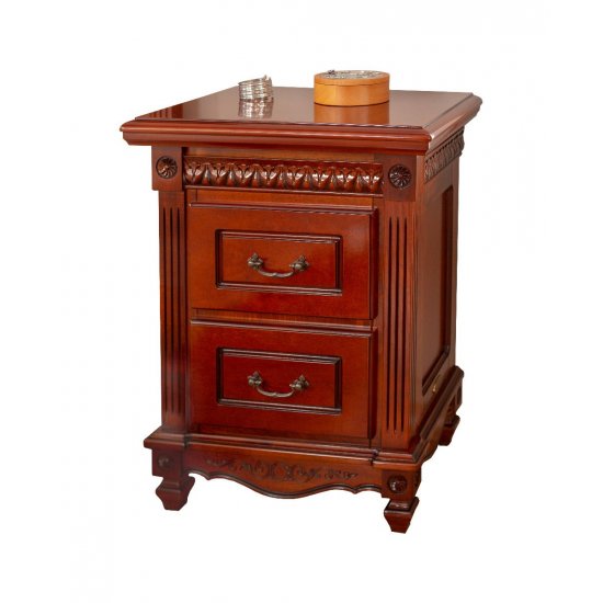 Noptiere din lemn masiv, Noptieră lemn masiv, maro/alb, 2 sertare, Carina