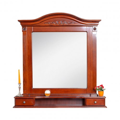 Carina, Ramă Oglindă Lemn Masiv, Maro/Alb, 2 Sertare, Carina, mobilasimex.ro