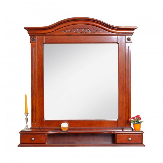 Rame Oglinzi din Lemn Masiv, Ramă Oglindă Lemn Masiv, Maro/Alb, 2 Sertare, Carina