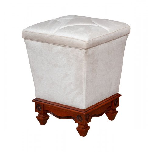 Carina, Taburet lemn masiv, maro/alb, tapisat, Carina, mobilasimex.ro