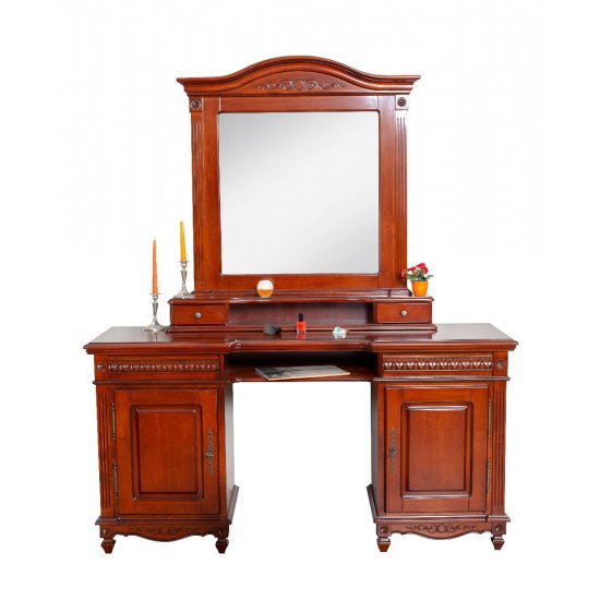 Toalete din lemn masiv, Toaletă lemn masiv, maro/alb, oglindă inserată, Carina