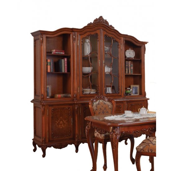 Biblioteci din lemn masiv, Bibliotecă lemn masiv, maro/alb, 2 uși, Cleopatra