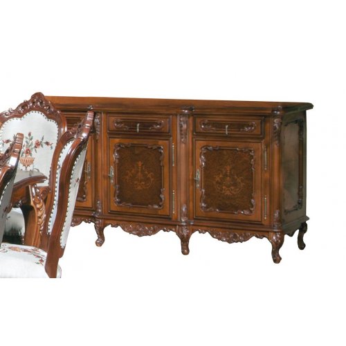 Cleopatra, Bufet lemn masiv, maro/alb, 3 uși, 3 sertare, Cleopatra, mobilasimex.ro