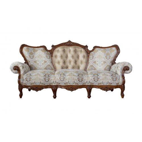 Cleopatra, Canapea lemn masiv, maro/alb, 3 locuri, Cleopatra, mobilasimex.ro