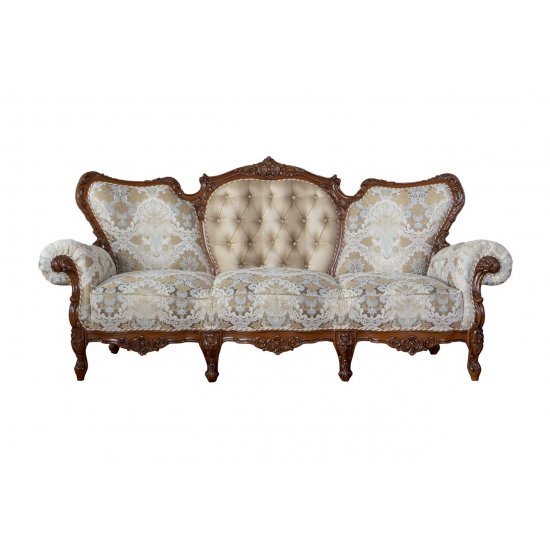 Canapele lemn masiv, Canapea lemn masiv, maro/alb, 3 locuri, Cleopatra