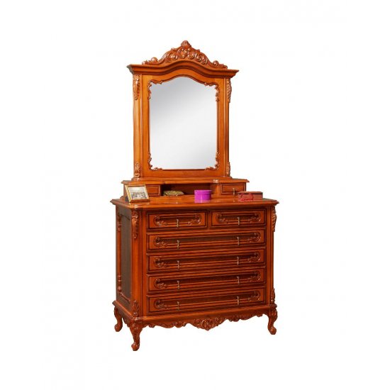 Comode lemn masiv, Comodă lemn masiv, maro/alb, cu sertare, Cleopatra