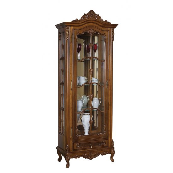 Cristaliere din Lemn Masiv, Cristalier lemn masiv, maro/alb, 1 ușă, stânga, Cleopatra