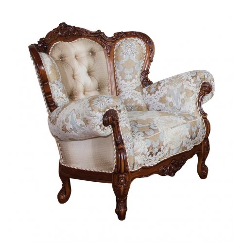 Fotolii vintage lemn masiv, Fotoliu lemn masiv, maro/alb, tapisat, Cleopatra, mobilasimex.ro