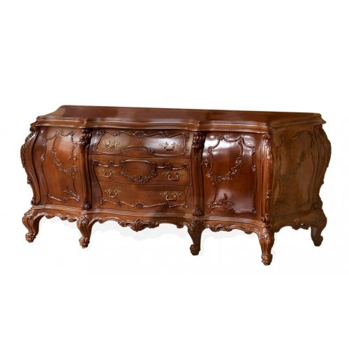 , Bufet lemn masiv, maro/alb, 2 uși, 3 sertare, Cleopatra Lux, mobilasimex.ro