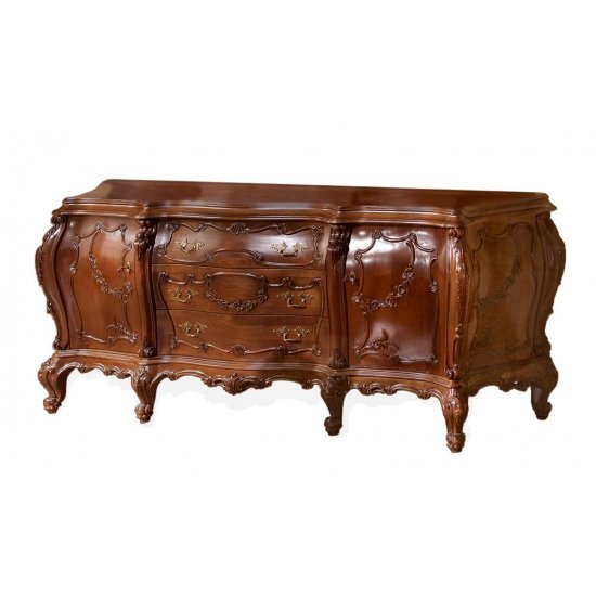 Bufete din Lemn Masiv, Bufet lemn masiv, maro/alb, 2 uși, 3 sertare, Cleopatra Lux