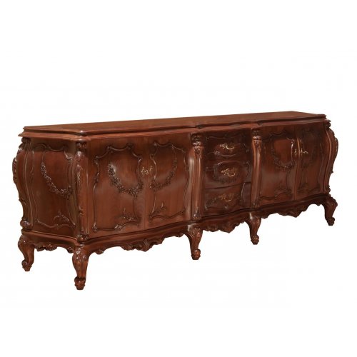 , Bufet lemn masiv, maro/alb, 4 uși, 3 sertare, Cleopatra Lux, mobilasimex.ro