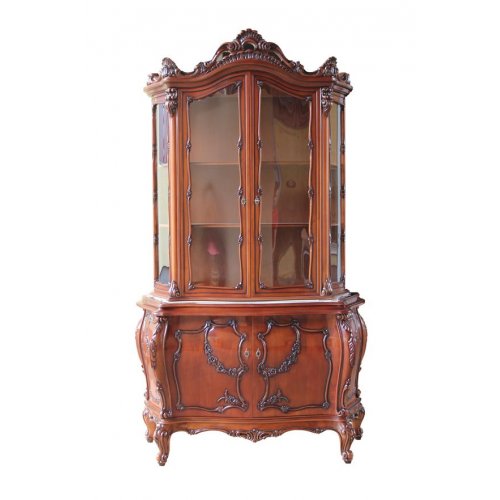 Cleopatra Lux, Bufet Vitrină lemn masiv, maro/alb, 2 uși, Cleopatra Lux, mobilasimex.ro