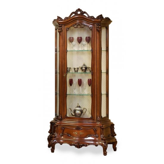 Cristaliere din Lemn Masiv, Cristalier lemn masiv, maro/alb, 1 ușă, dreapta, Cleopatra Lux