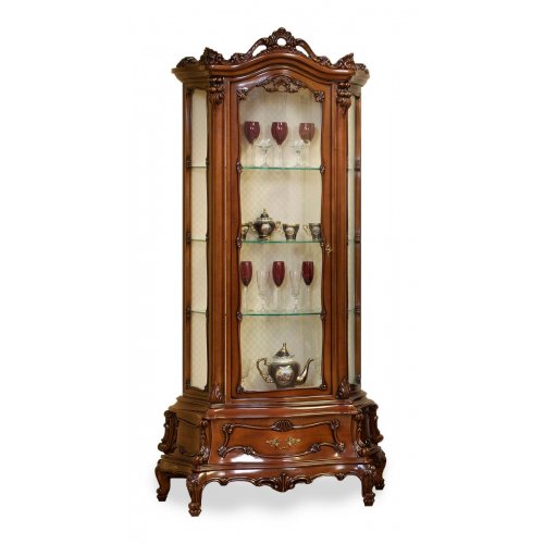 , Cristalier lemn masiv, maro/alb, 1 ușă, stânga, Cleopatra Lux, mobilasimex.ro