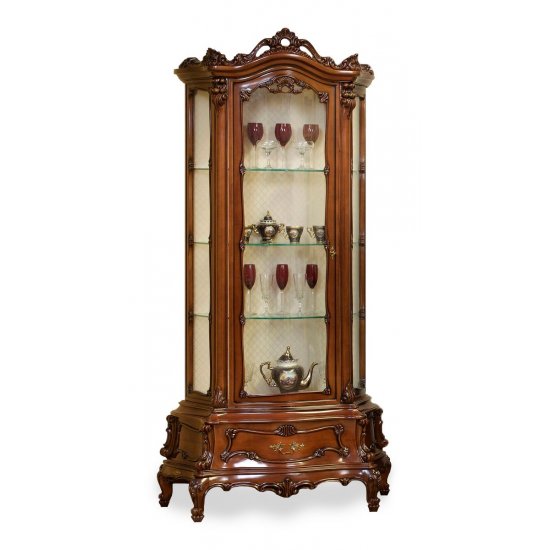 Cristaliere din Lemn Masiv, Cristalier lemn masiv, maro/alb, 1 ușă, stânga, Cleopatra Lux