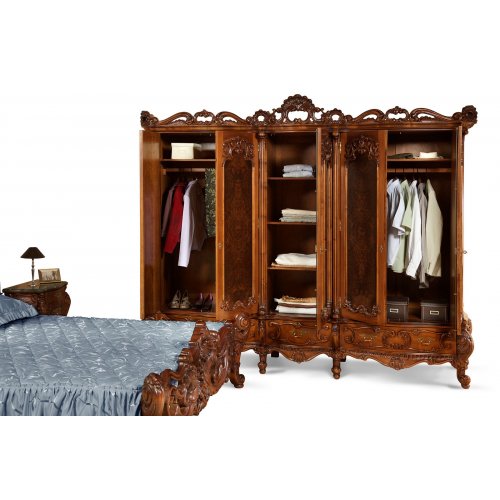 Cleopatra Lux, Dulap Lemn Masiv, Maro/Alb, 5 Uși, Ornamente Manuale, Cleopatra Lux, mobilasimex.ro