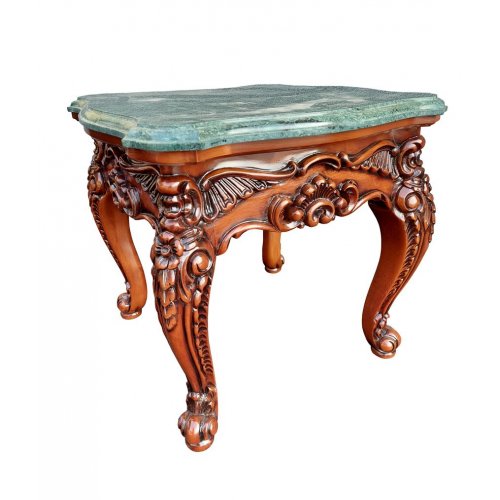 Masuta lemn masiv – Eficiență și atenție la detalii, Măsuță lemn masiv, maro/alb, cafea, marmură, Cleopatra Lux, mobilasimex.ro