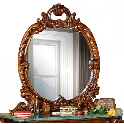 Rama oglina lemn masiv – Pentru crearea unor iluzii optice inedite, Oglindă lemn masiv, maro/alb, ovală, Cleopatra Lux, mobilasimex.ro