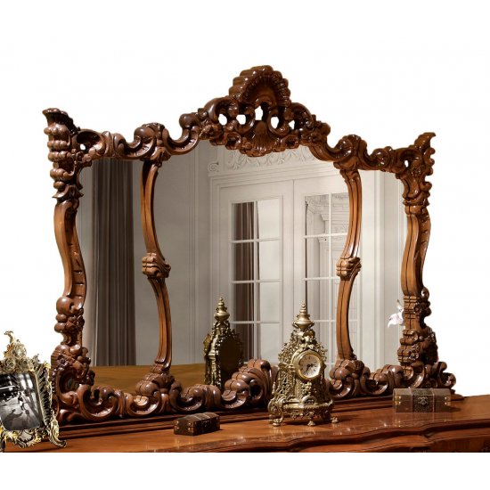 Rame Oglinzi din Lemn Masiv, Oglindă Lemn Masiv, Maro/Alb, inserții ornamentale manuale, Cleopatra Lux